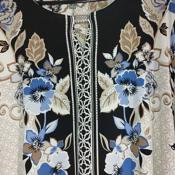 JM COLLECTION blouse with print size large tops Long sleeves - Picture 13 of 15